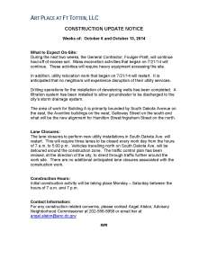 Art Place Construction Notice Weeks Oct 6 & 13