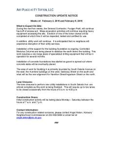 Art Place - Construction Notification Weeks of Feb 2 2015 and Feb 9 2015 FINAL