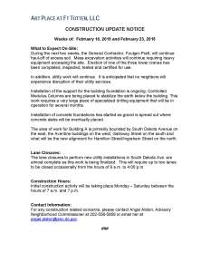 Art Place - Construction Notification Weeks of Feb 16 2015 and Feb 23 2015 FINAL