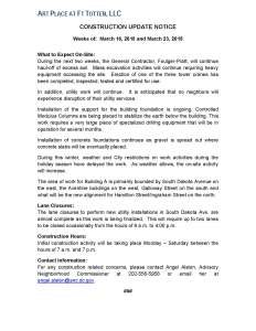 Art Place - Construction Notification Weeks of March 16 2015 and March 23 2015 FINAL