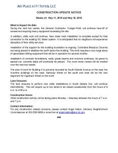 Art Place - Construction Notification Weeks of May 11 2015 and May 18 2015 FINAL