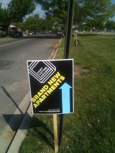 FTSQ sign advertising apartments on Eastern Avenue NE