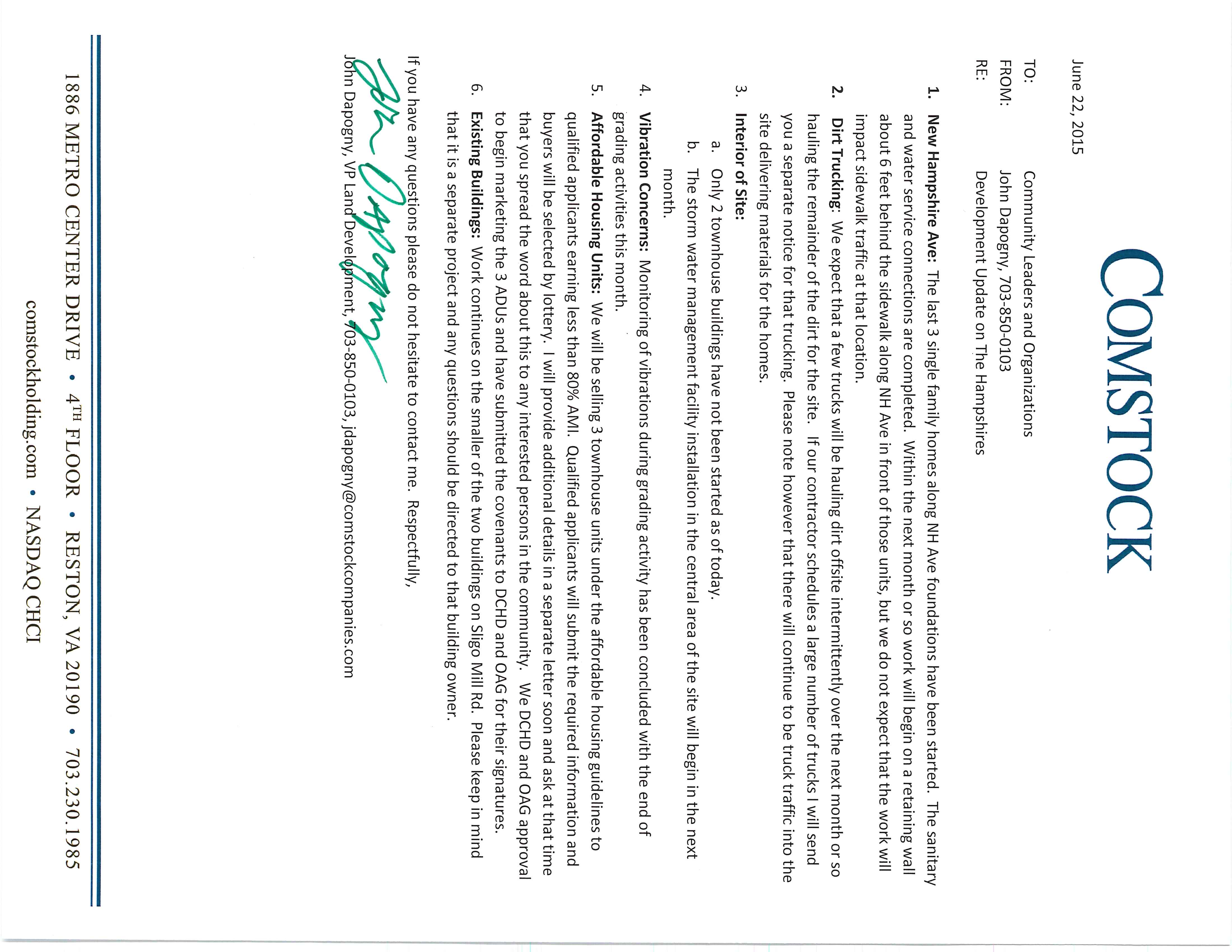 2015-6-22 The Hampshires Project Update to Community Leaders