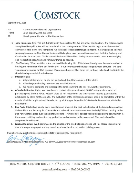 2015-9-8 The Hampshires Project Update to Community Leaders