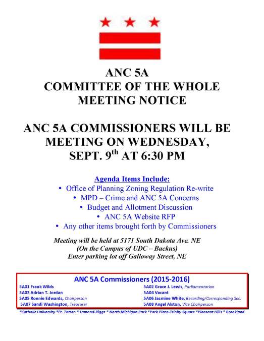 ANC 5A Sept 2015 CoW Meeting Notice