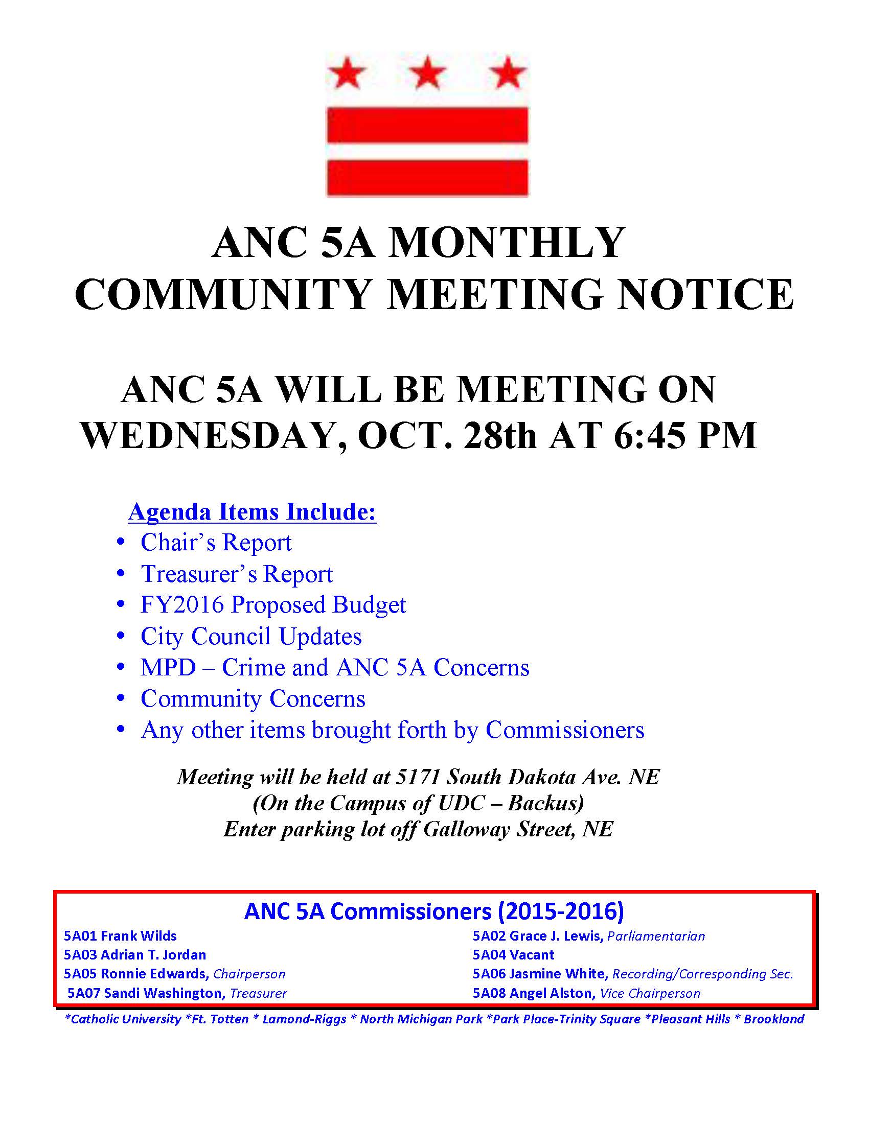 ANC 5A Oct. 2015 Meeting Notice
