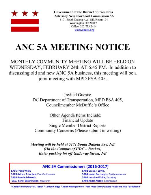 ANC 5A February Meeting Notice