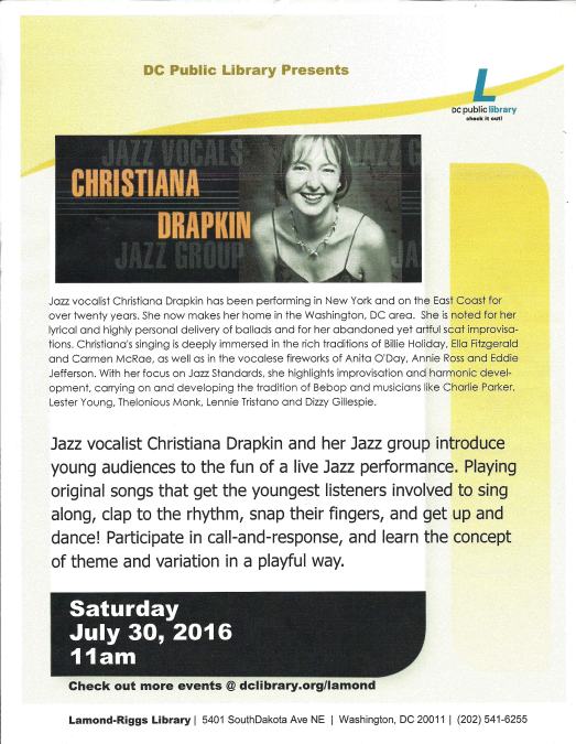 Christiana Drapkin Jazz Group at Lamond Riggs Library